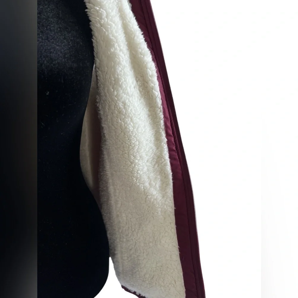 Ambiance burgundy puffer vest super soft plush lining pocketed zip front opening